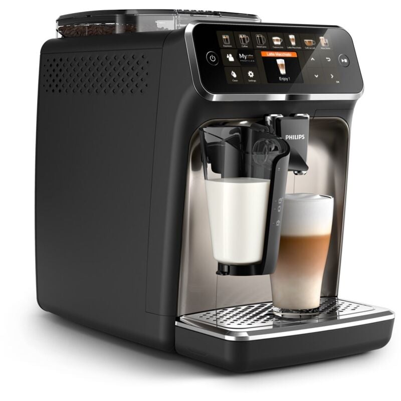 PHILIPS EP5447/90 Serie 5400 LatteGo 12 Kaffeespezialitäten Kaffeevollautomat und 4 Benutzerprofilen Schwarz/Chrom