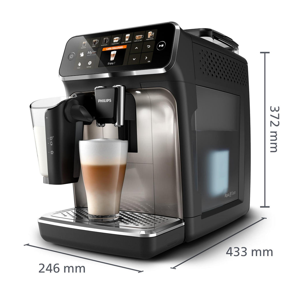 PHILIPS EP5447/90 Serie 5400 LatteGo 12 Kaffeespezialitäten Kaffeevollautomat und 4 Benutzerprofilen Schwarz/Chrom