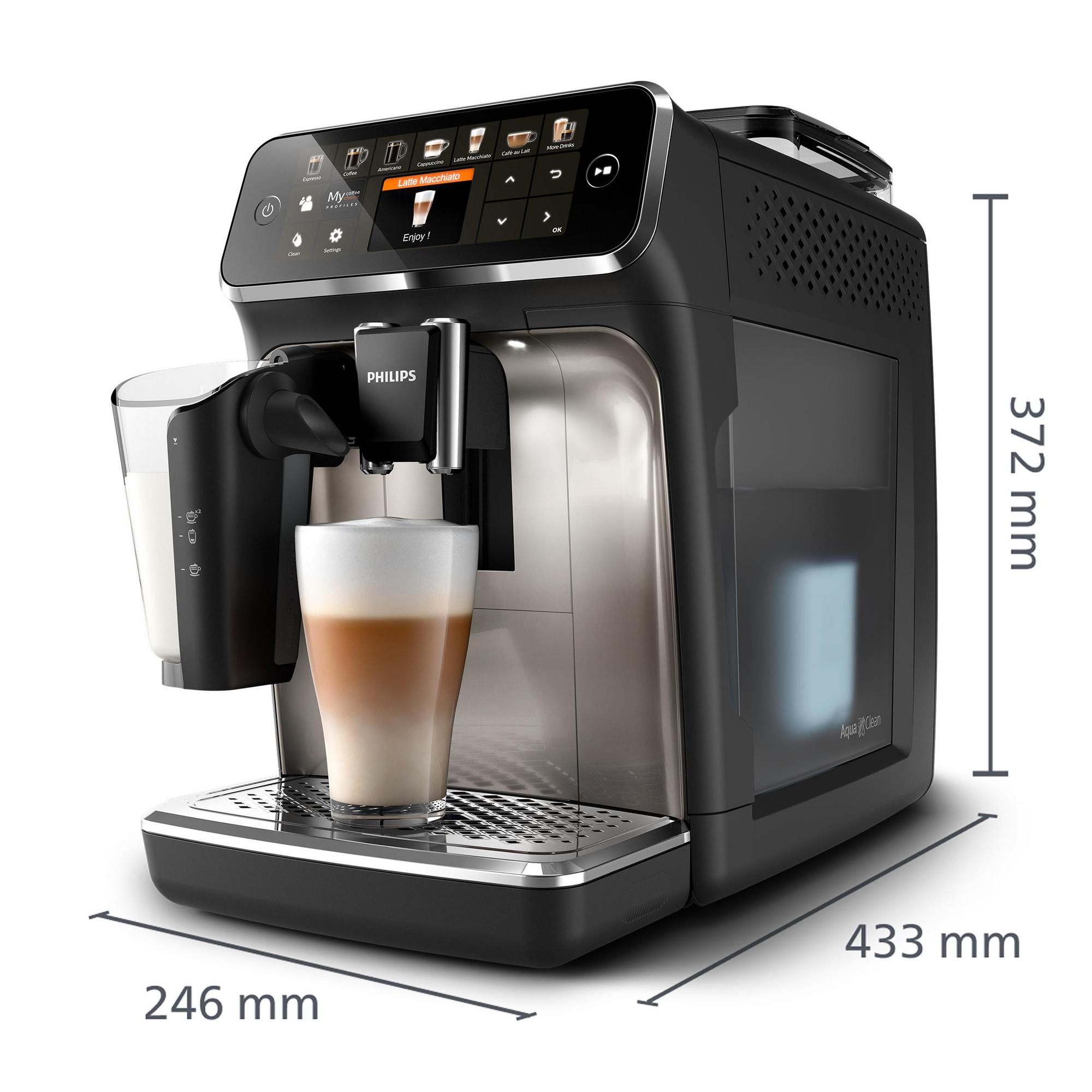 PHILIPS EP5447/90 Serie 5400 LatteGo 12 Kaffeespezialitäten Kaffeevollautomat und 4 Benutzerprofilen Schwarz/Chrom