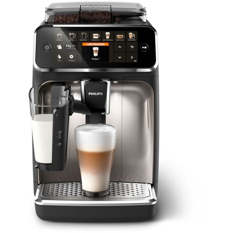 PHILIPS EP5447/90 Serie 5400 LatteGo 12 Kaffeespezialitäten Kaffeevollautomat und 4 Benutzerprofilen Schwarz/Chrom