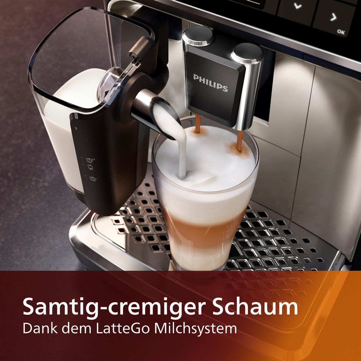 PHILIPS EP5447/90 Serie 5400 LatteGo 12 Kaffeespezialitäten Kaffeevollautomat und 4 Benutzerprofilen Schwarz/Chrom