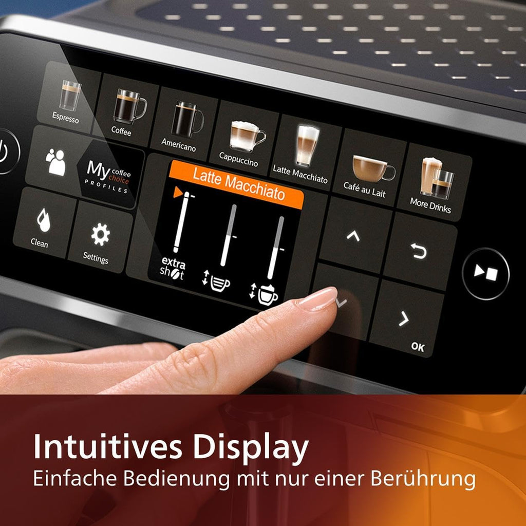 PHILIPS EP5447/90 Serie 5400 LatteGo 12 Kaffeespezialitäten Kaffeevollautomat und 4 Benutzerprofilen Schwarz/Chrom